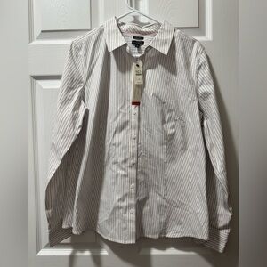 Talbots Women’s White and Black Striped Dress Shirt